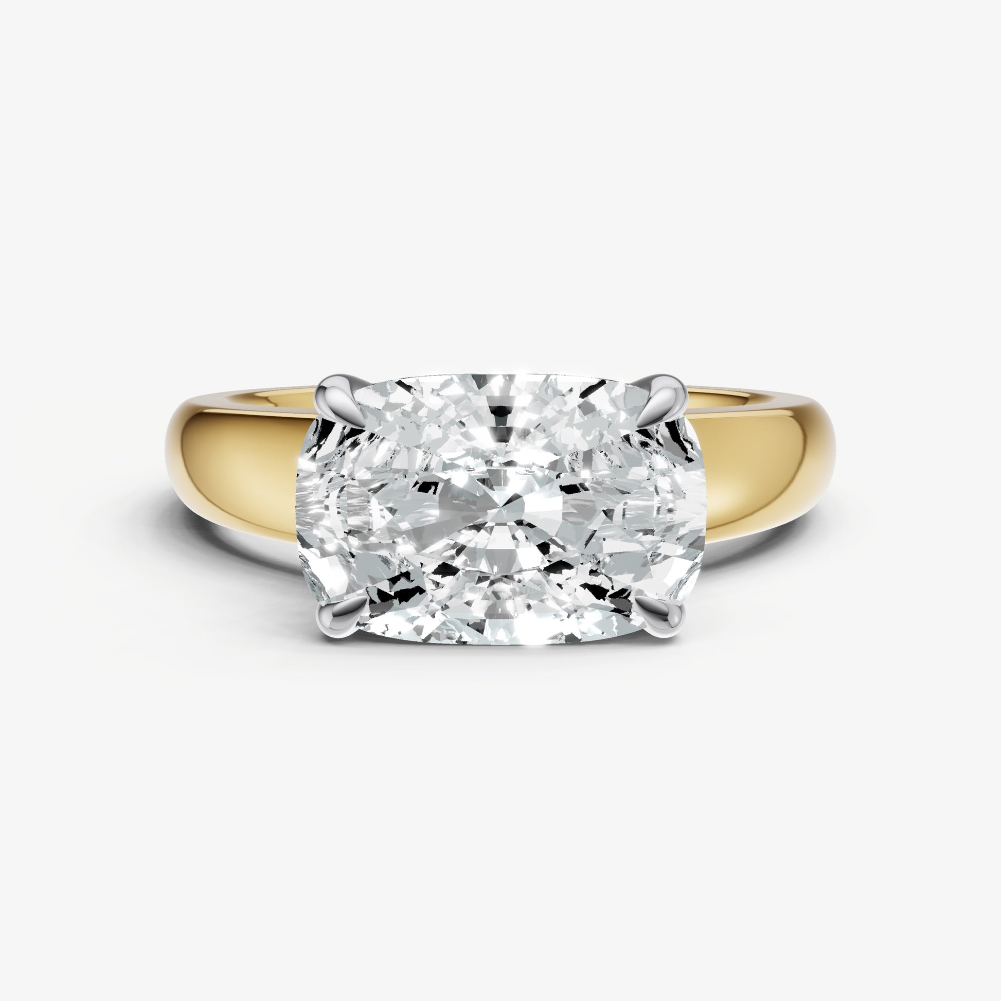 Elongated Cushion East-West Oval Diamond Solitaire Engagement Ring