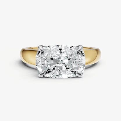 Elongated Cushion East-West Oval Diamond Solitaire Engagement Ring