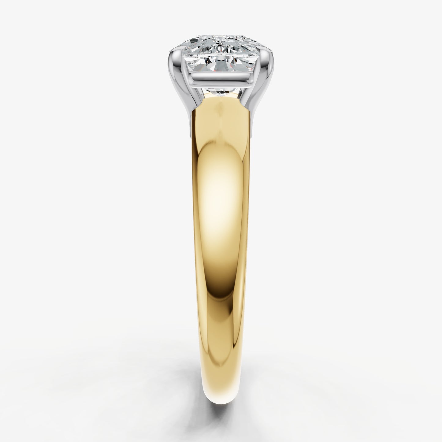 Elongated Cushion East-West Oval Diamond Solitaire Engagement Ring