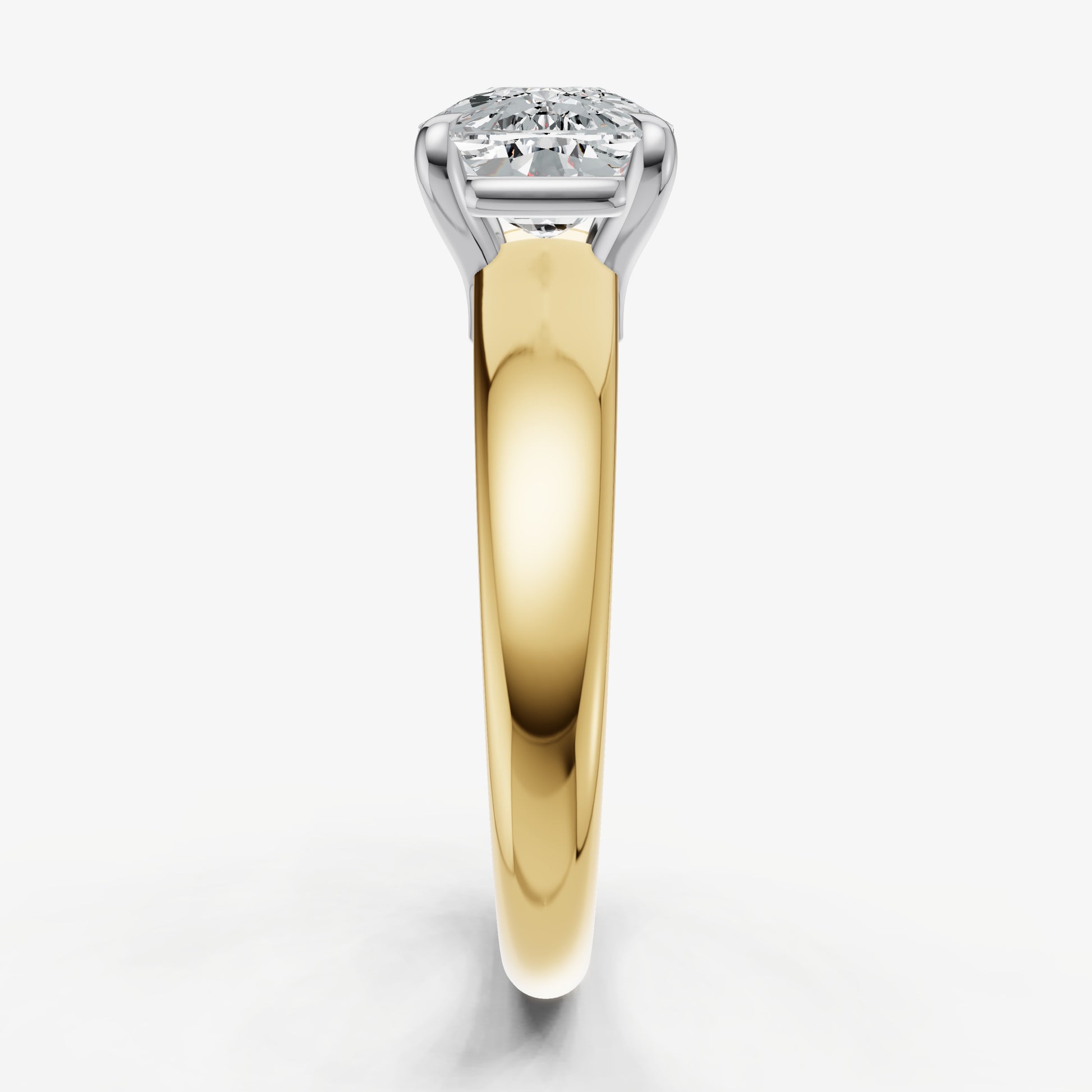 Elongated Cushion East-West Oval Diamond Solitaire Engagement Ring