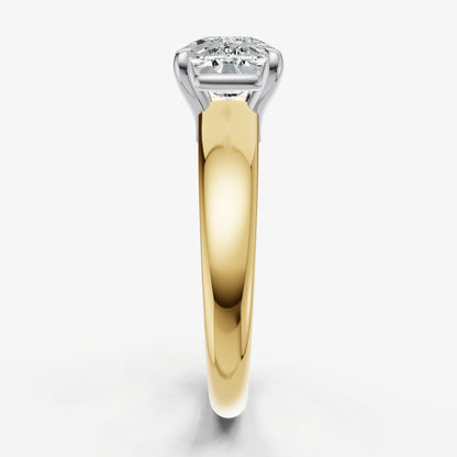 Elongated Cushion East-West Oval Diamond Solitaire Engagement Ring