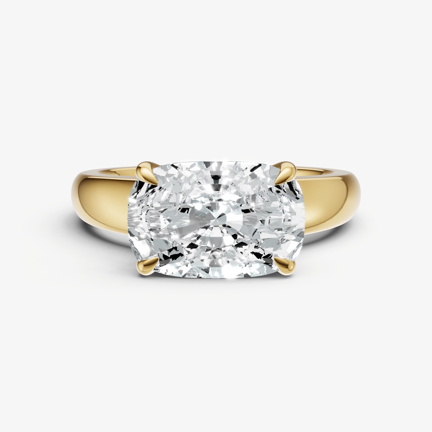 Elongated Cushion East-West Oval Diamond Solitaire Engagement Ring
