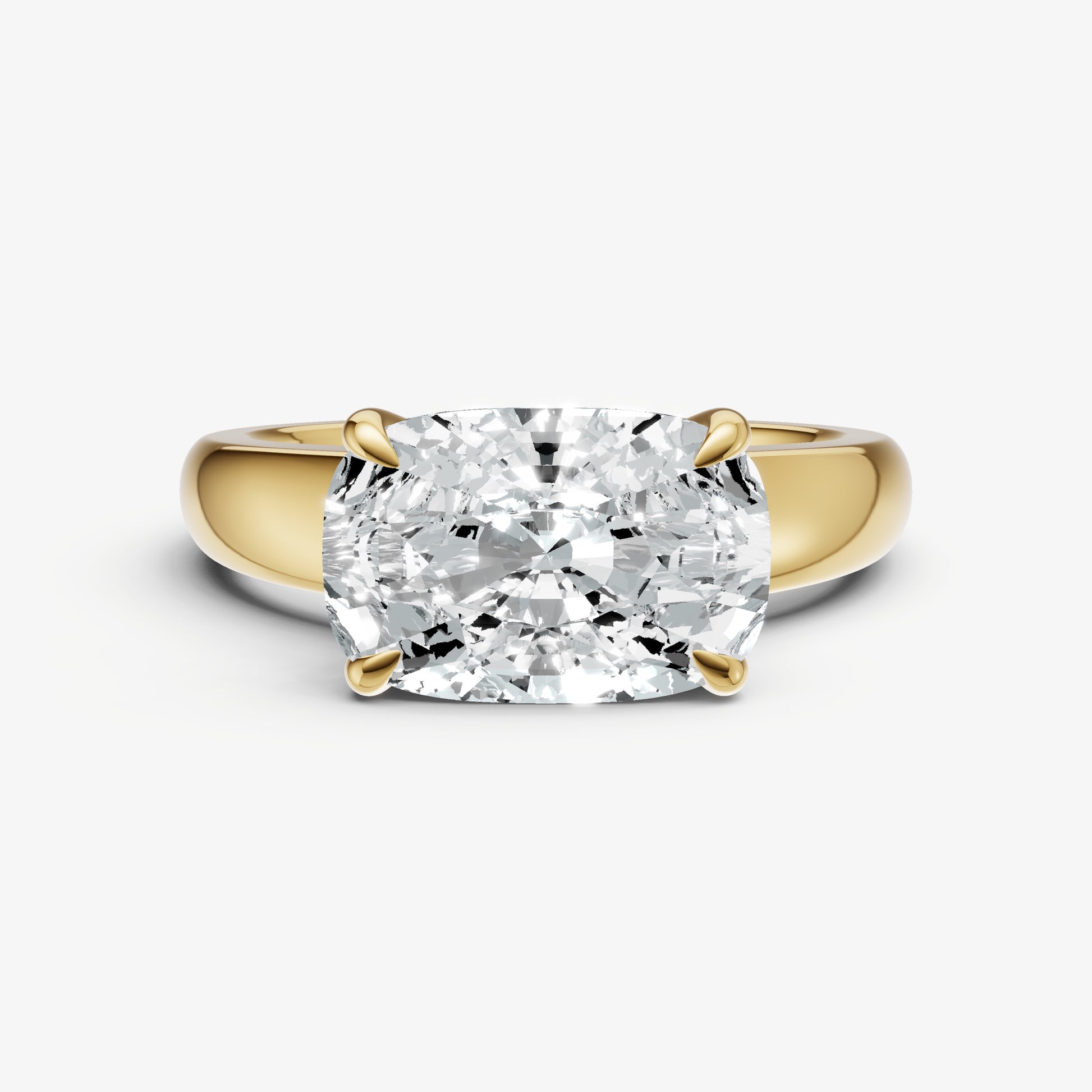 Elongated Cushion East-West Oval Diamond Solitaire Engagement Ring