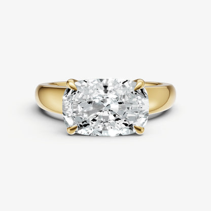 Elongated Cushion East-West Oval Diamond Solitaire Engagement Ring