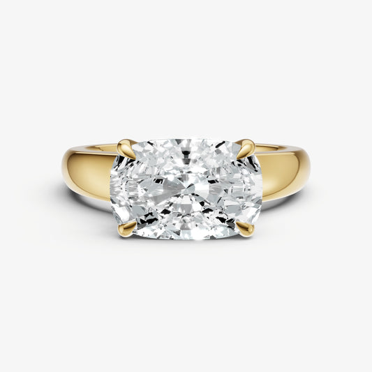Elongated Cushion East-West Oval Diamond Solitaire Engagement Ring