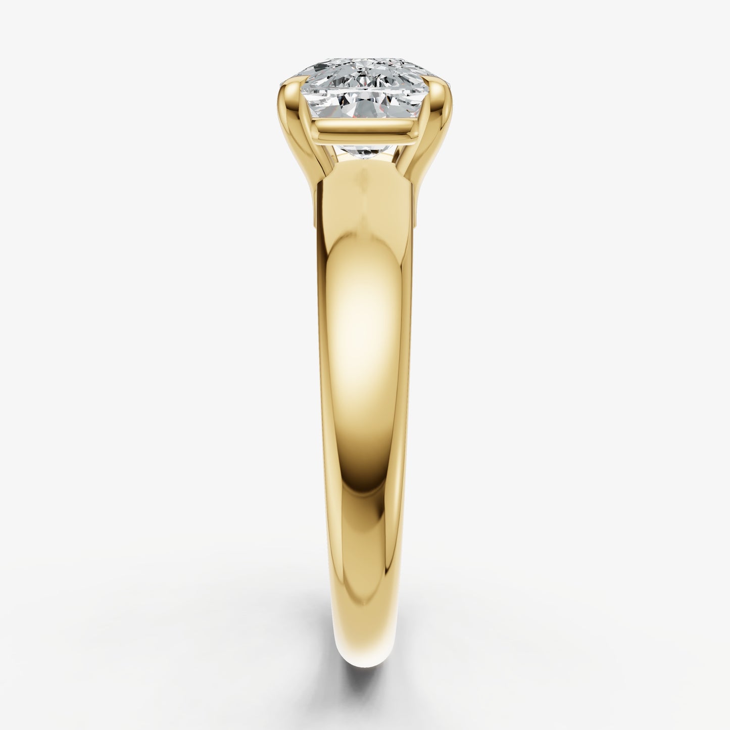 Elongated Cushion East-West Oval Diamond Solitaire Engagement Ring