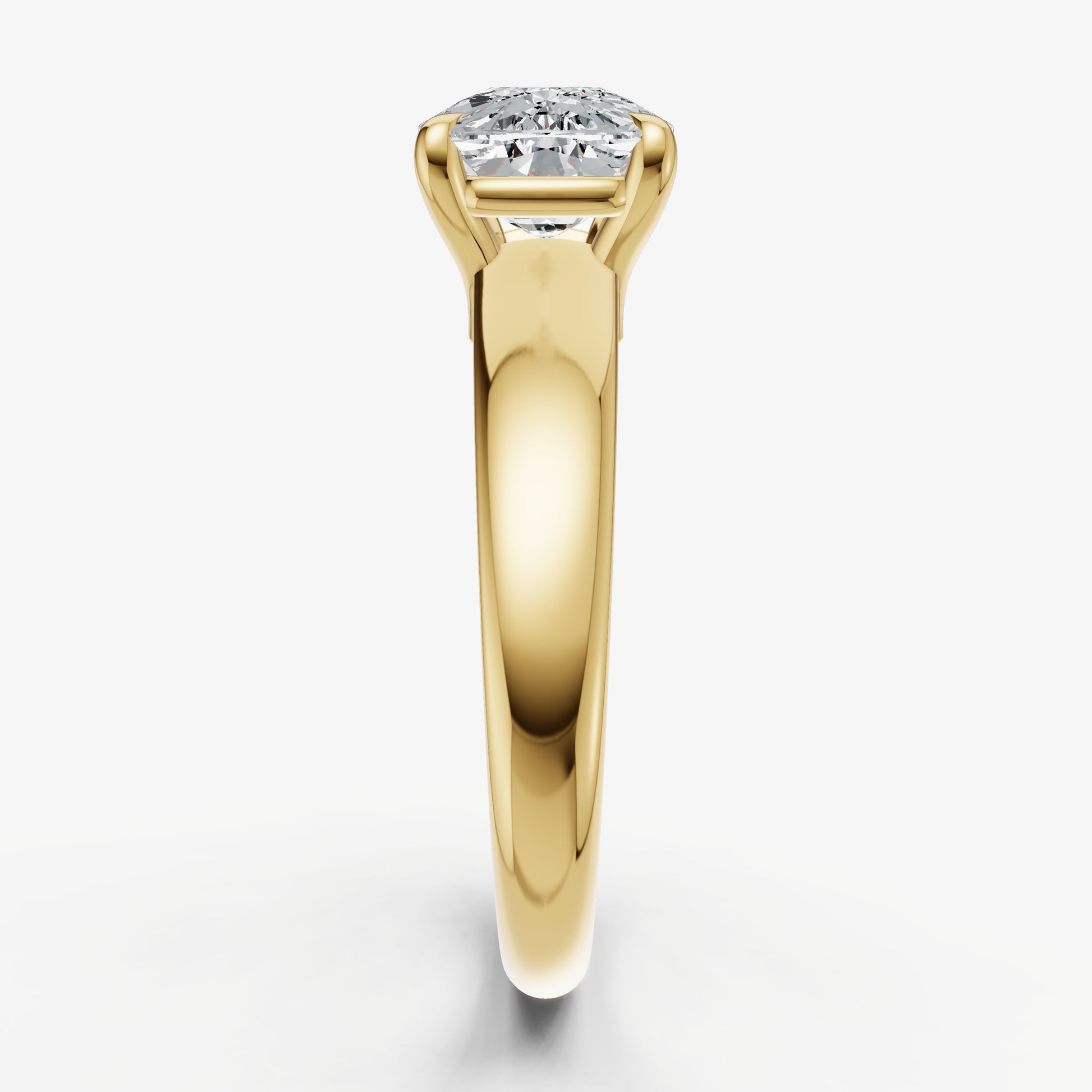 Elongated Cushion East-West Oval Diamond Solitaire Engagement Ring