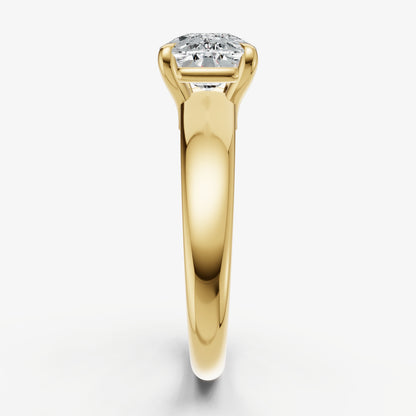Elongated Cushion East-West Oval Diamond Solitaire Engagement Ring