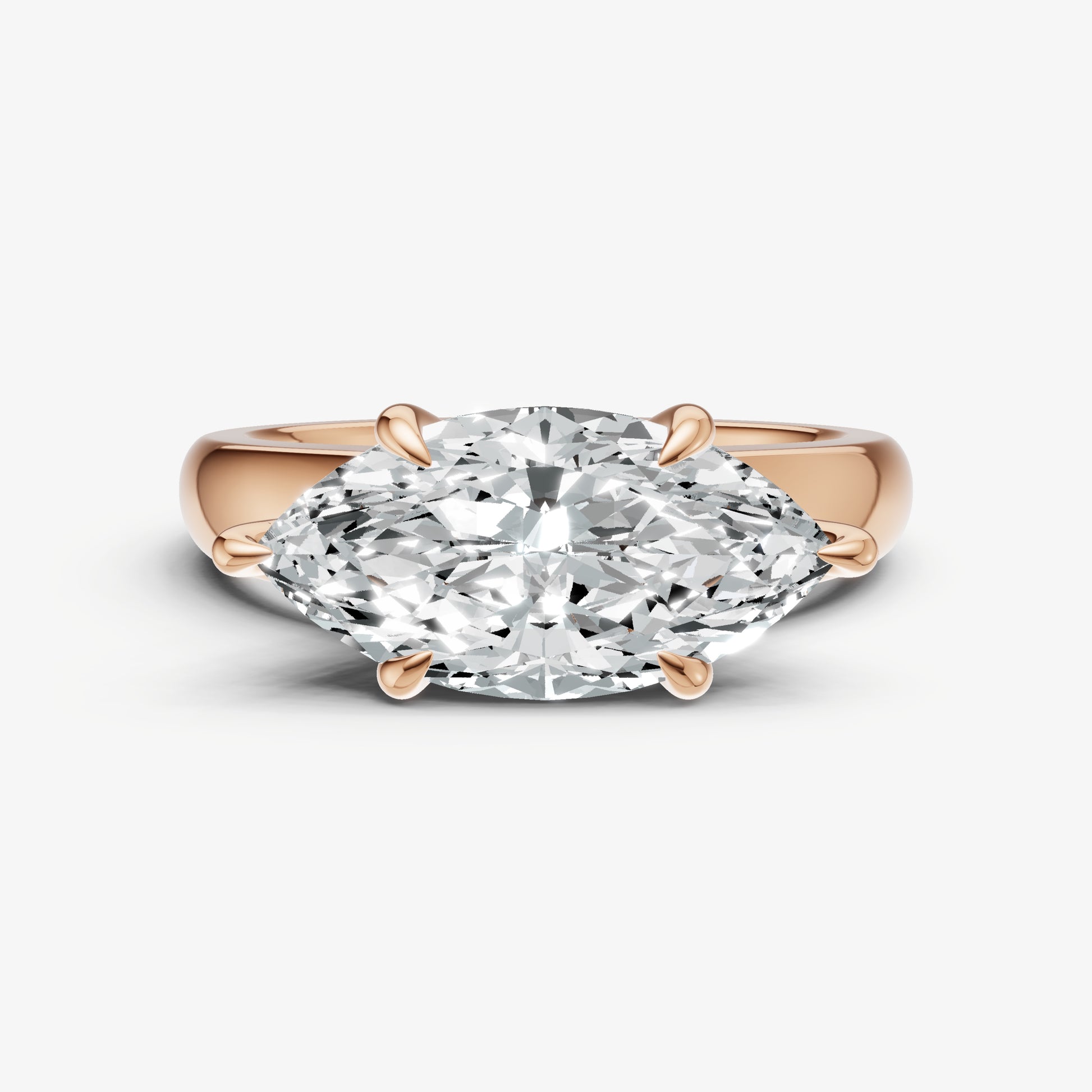 Marquise East-West Oval Diamond Solitaire Engagement Ring
