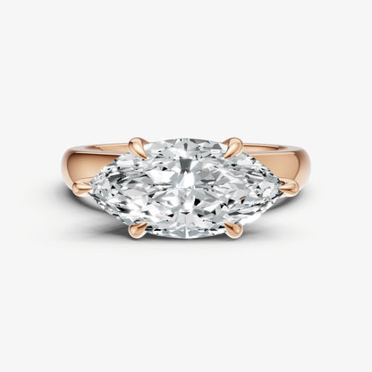 Marquise East-West Oval Diamond Solitaire Engagement Ring