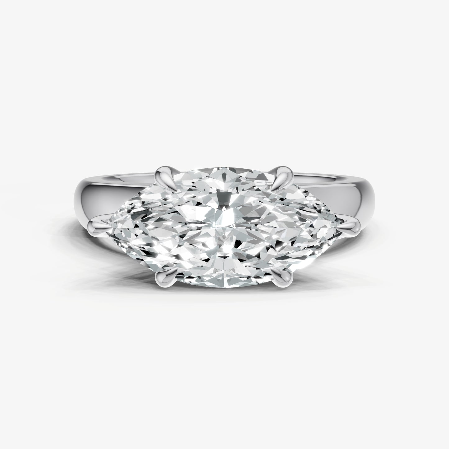 Marquise East-West Oval Diamond Solitaire Engagement Ring