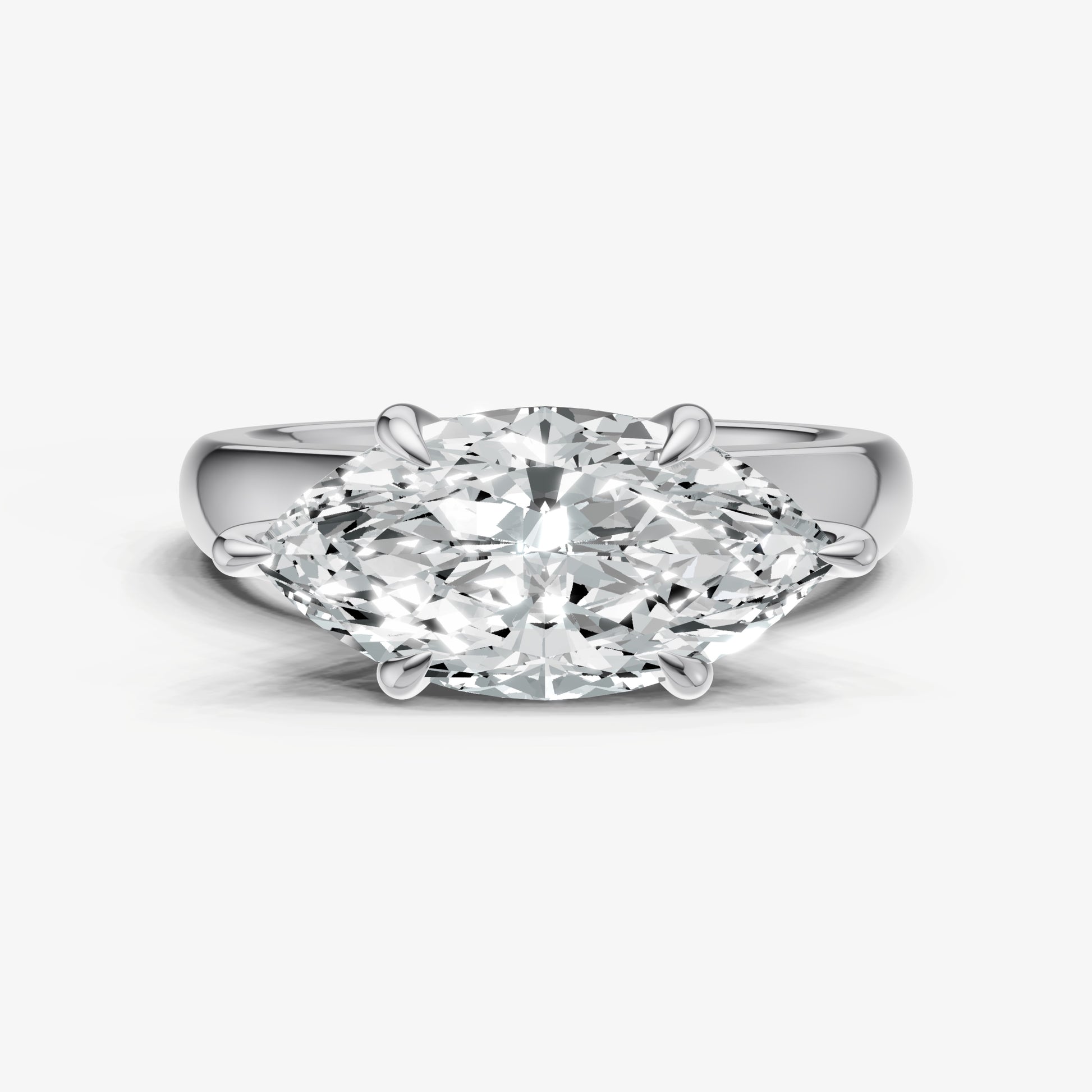 Marquise East-West Oval Diamond Solitaire Engagement Ring