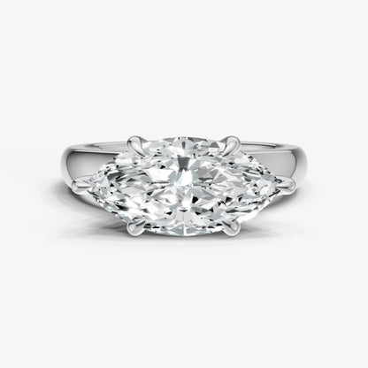 Marquise East-West Oval Diamond Solitaire Engagement Ring