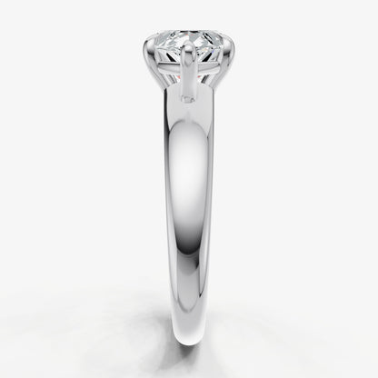 Marquise East-West Oval Diamond Solitaire Engagement Ring