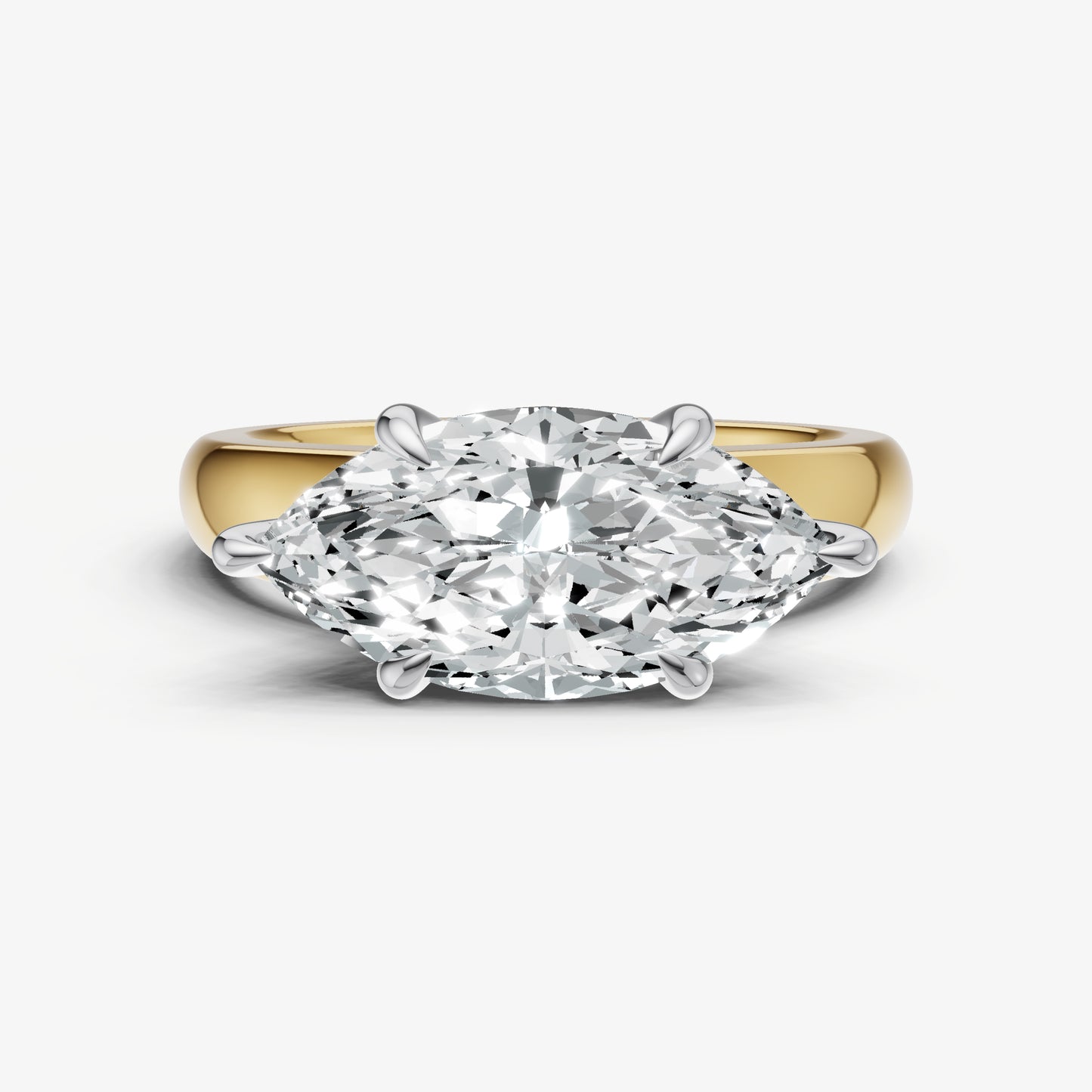 Marquise East-West Oval Diamond Solitaire Engagement Ring