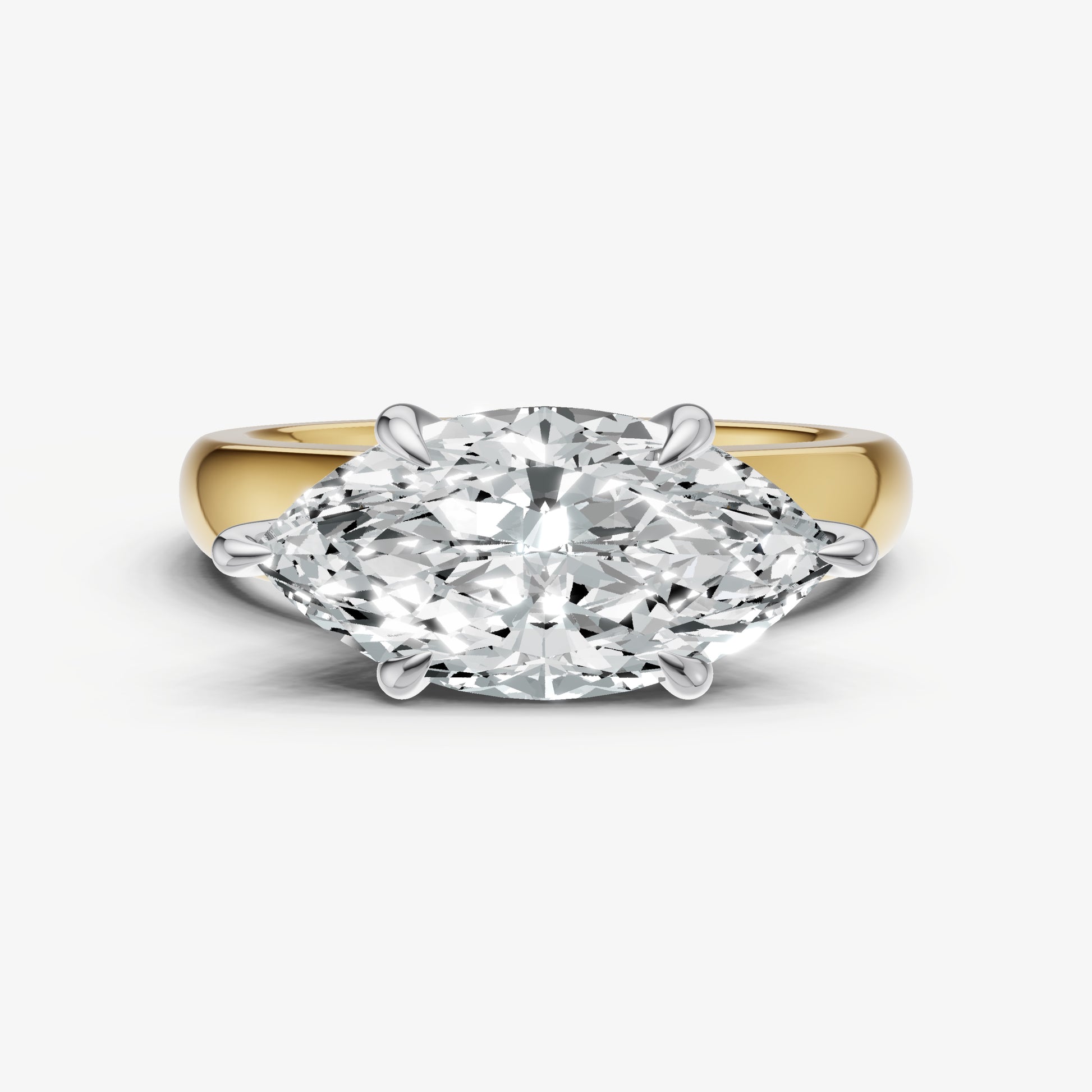 Marquise East-West Oval Diamond Solitaire Engagement Ring