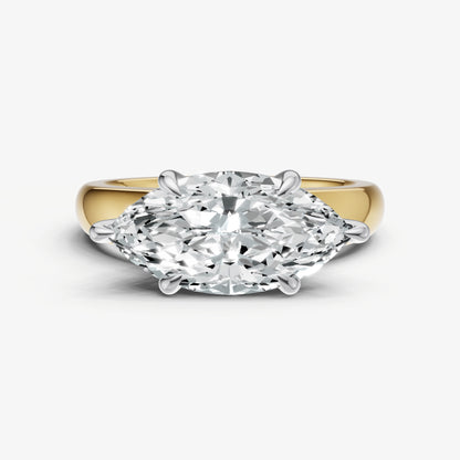 Marquise East-West Oval Diamond Solitaire Engagement Ring