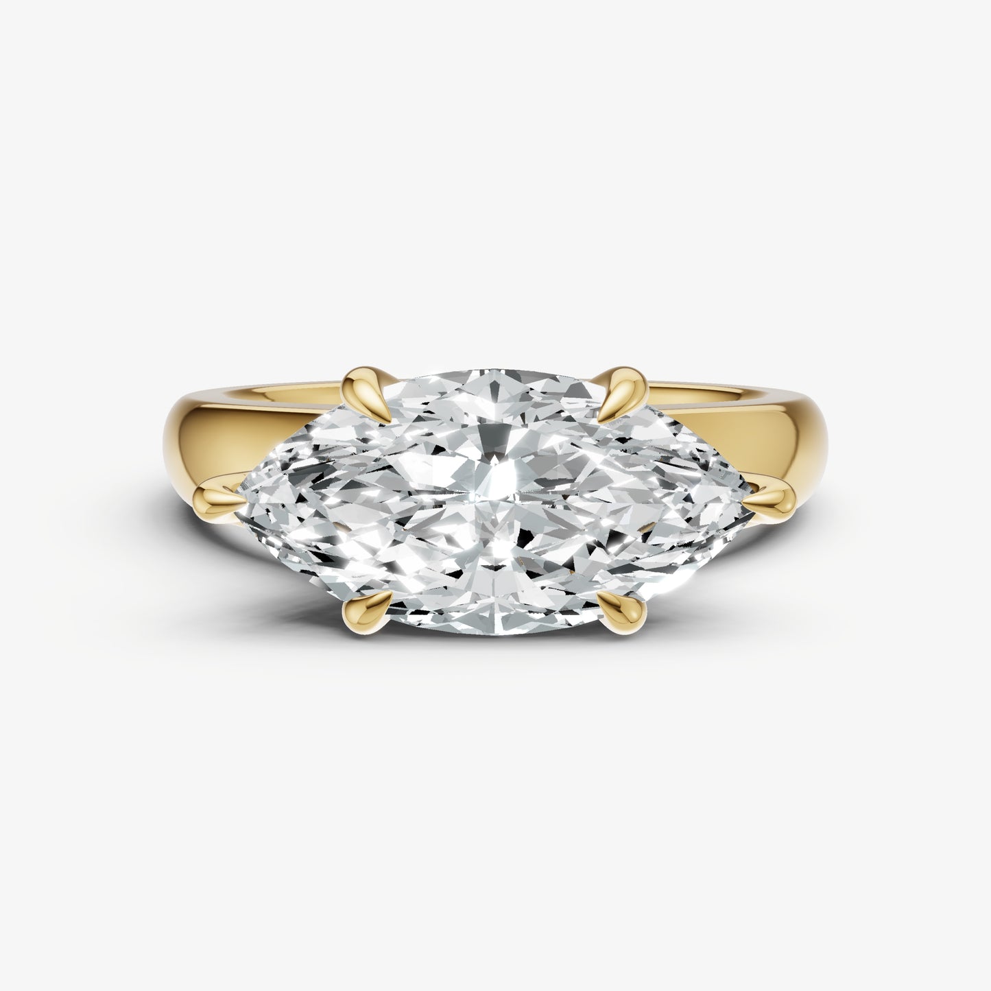 Marquise East-West Oval Diamond Solitaire Engagement Ring