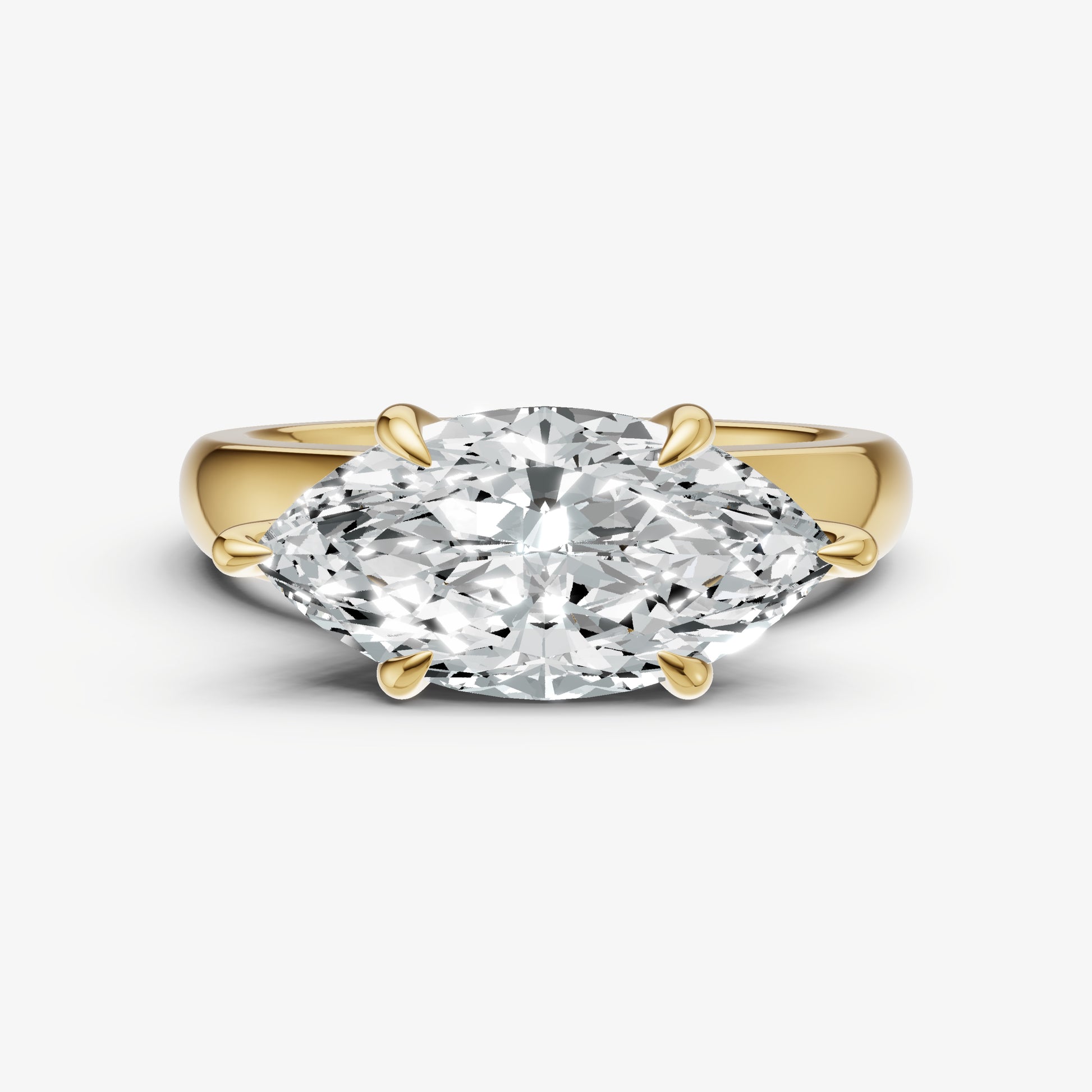 Marquise East-West Oval Diamond Solitaire Engagement Ring