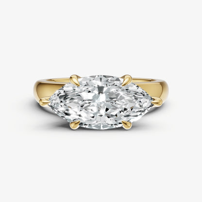 Marquise East-West Oval Diamond Solitaire Engagement Ring