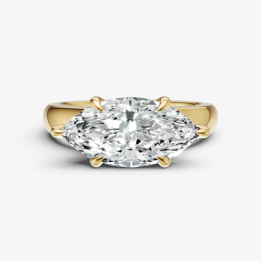 Marquise East-West Oval Diamond Solitaire Engagement Ring
