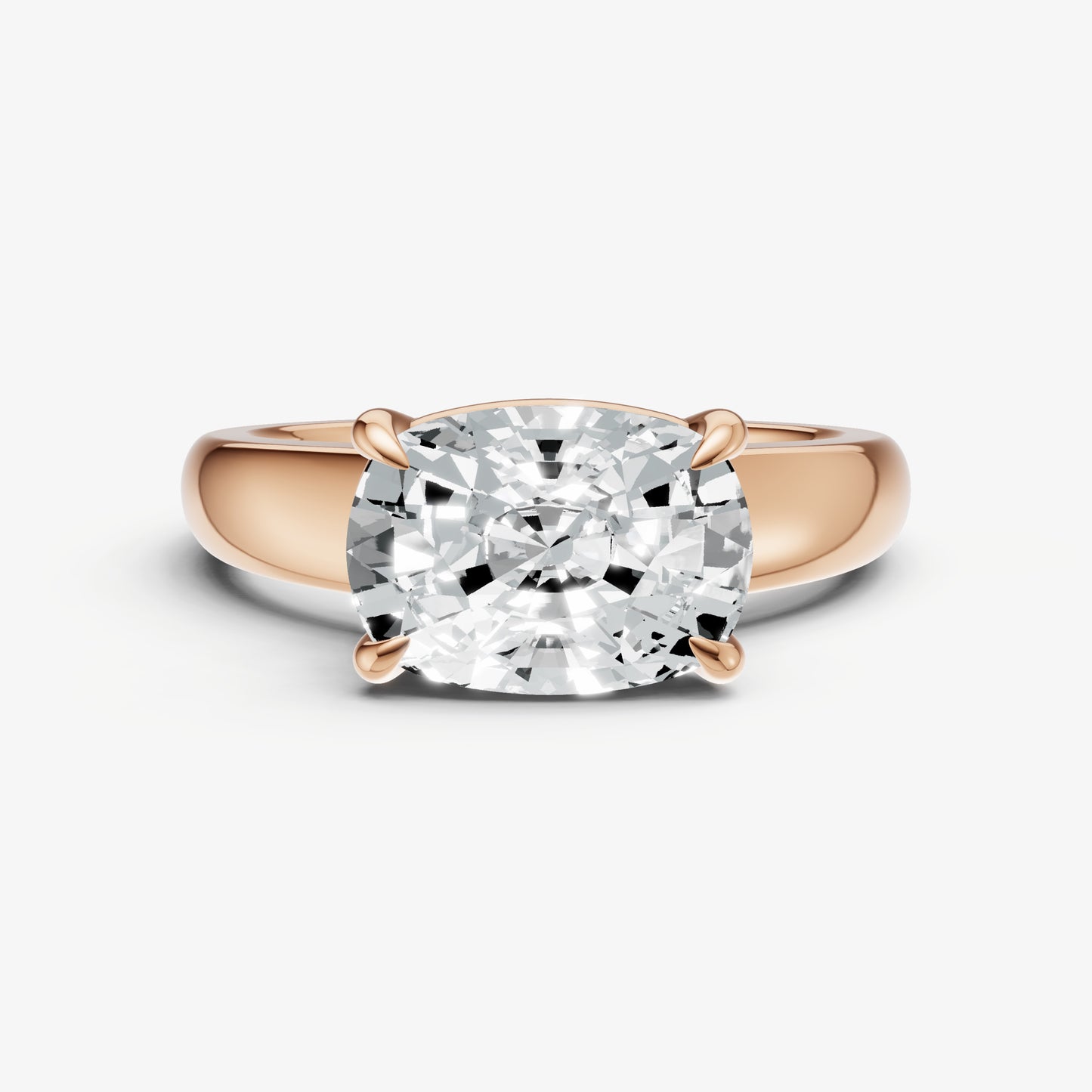 Old Miner East-West Oval Diamond Solitaire Engagement Ring