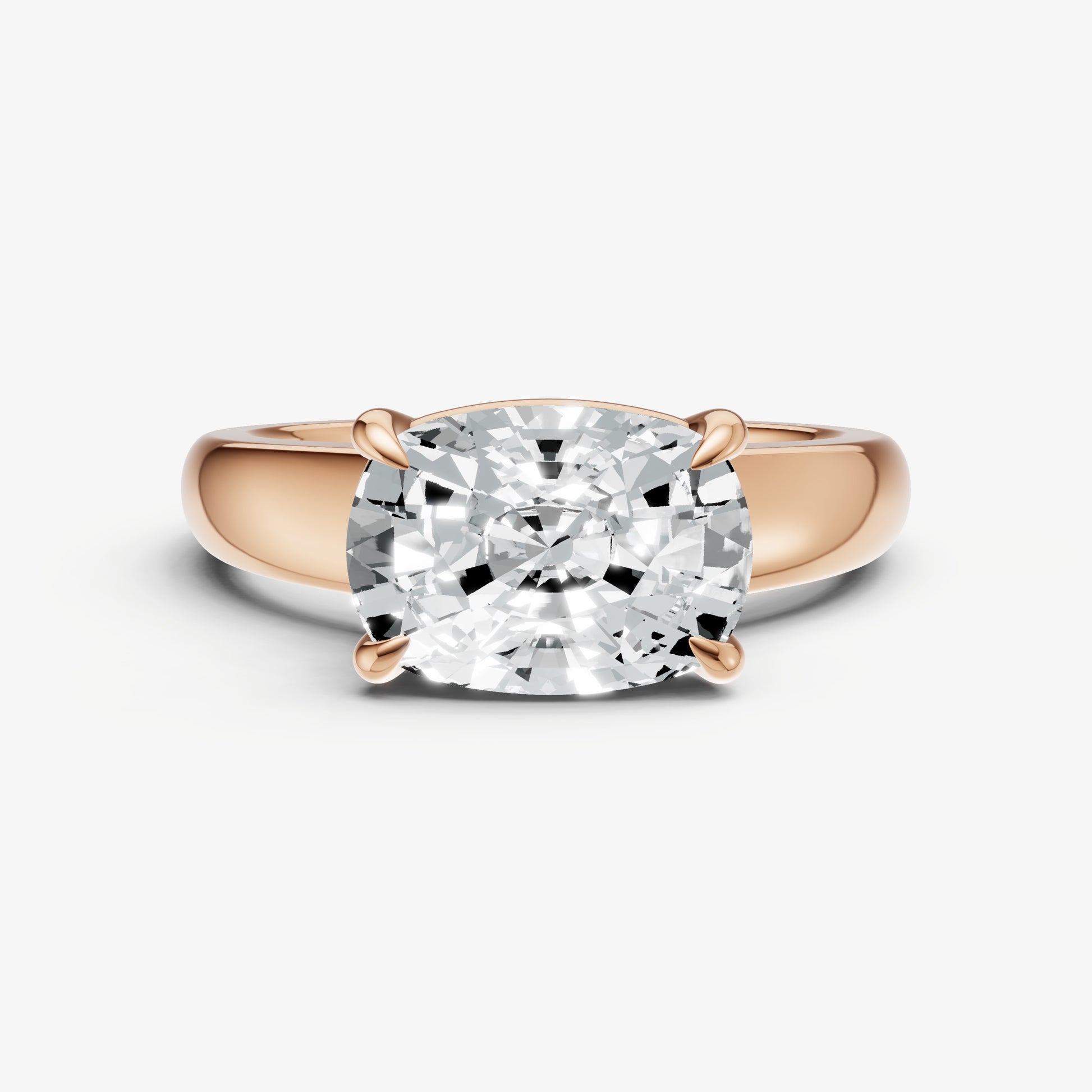 Old Miner East-West Oval Diamond Solitaire Engagement Ring
