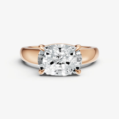Old Miner East-West Oval Diamond Solitaire Engagement Ring
