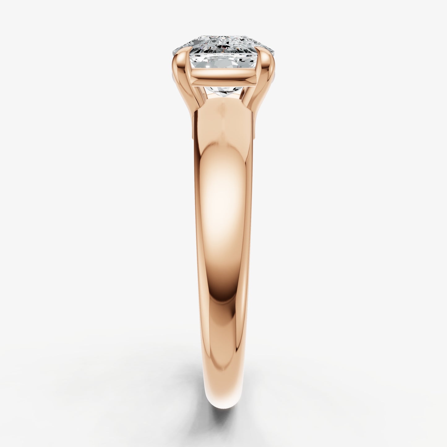 Old Miner East-West Oval Diamond Solitaire Engagement Ring