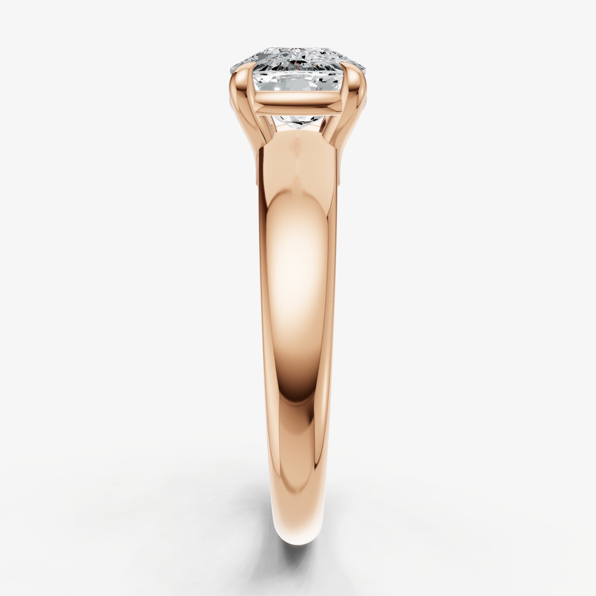 Old Miner East-West Oval Diamond Solitaire Engagement Ring