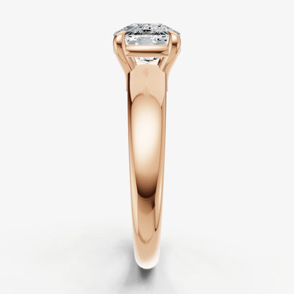 Old Miner East-West Oval Diamond Solitaire Engagement Ring