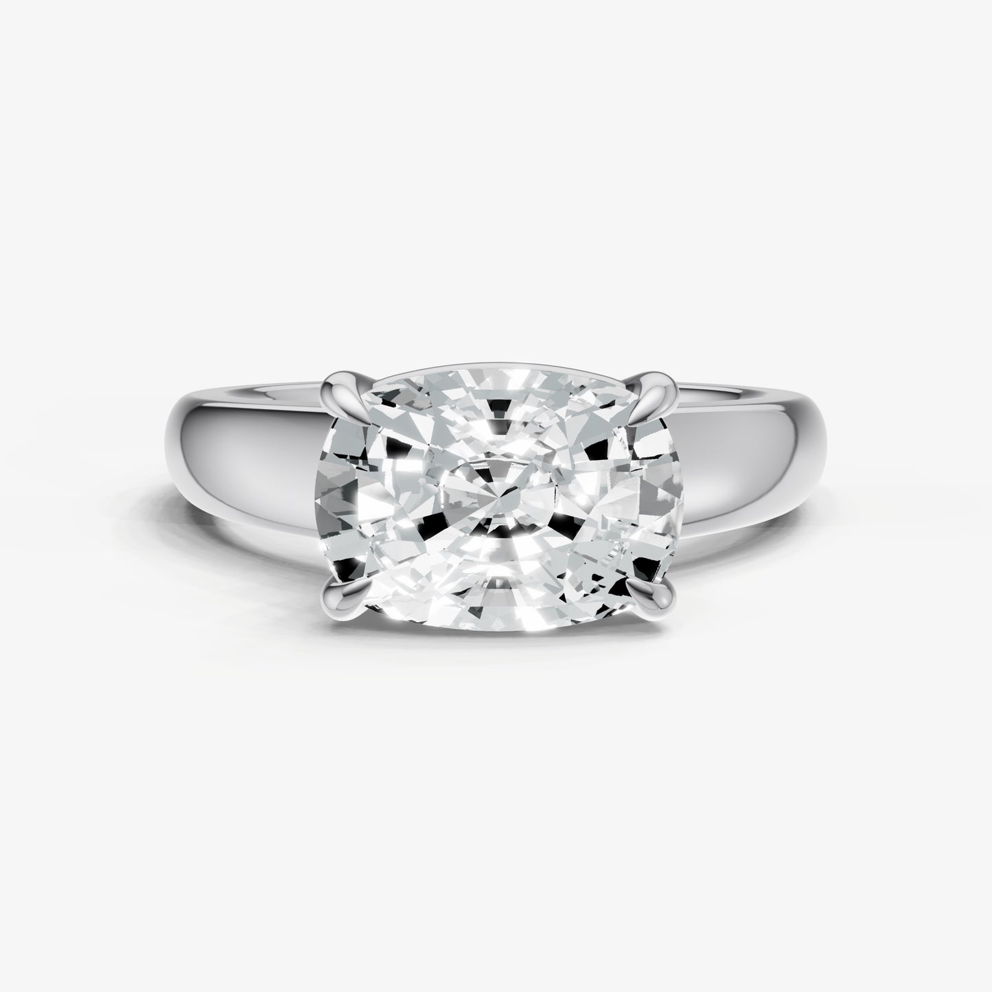 Old Miner East-West Oval Diamond Solitaire Engagement Ring