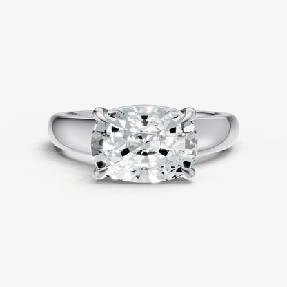 Old Miner East-West Oval Diamond Solitaire Engagement Ring