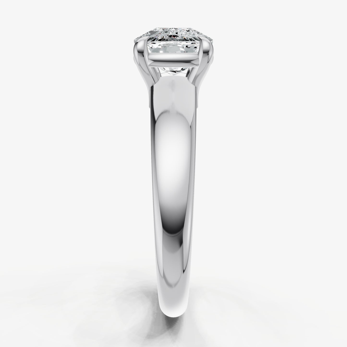 Old Miner East-West Oval Diamond Solitaire Engagement Ring