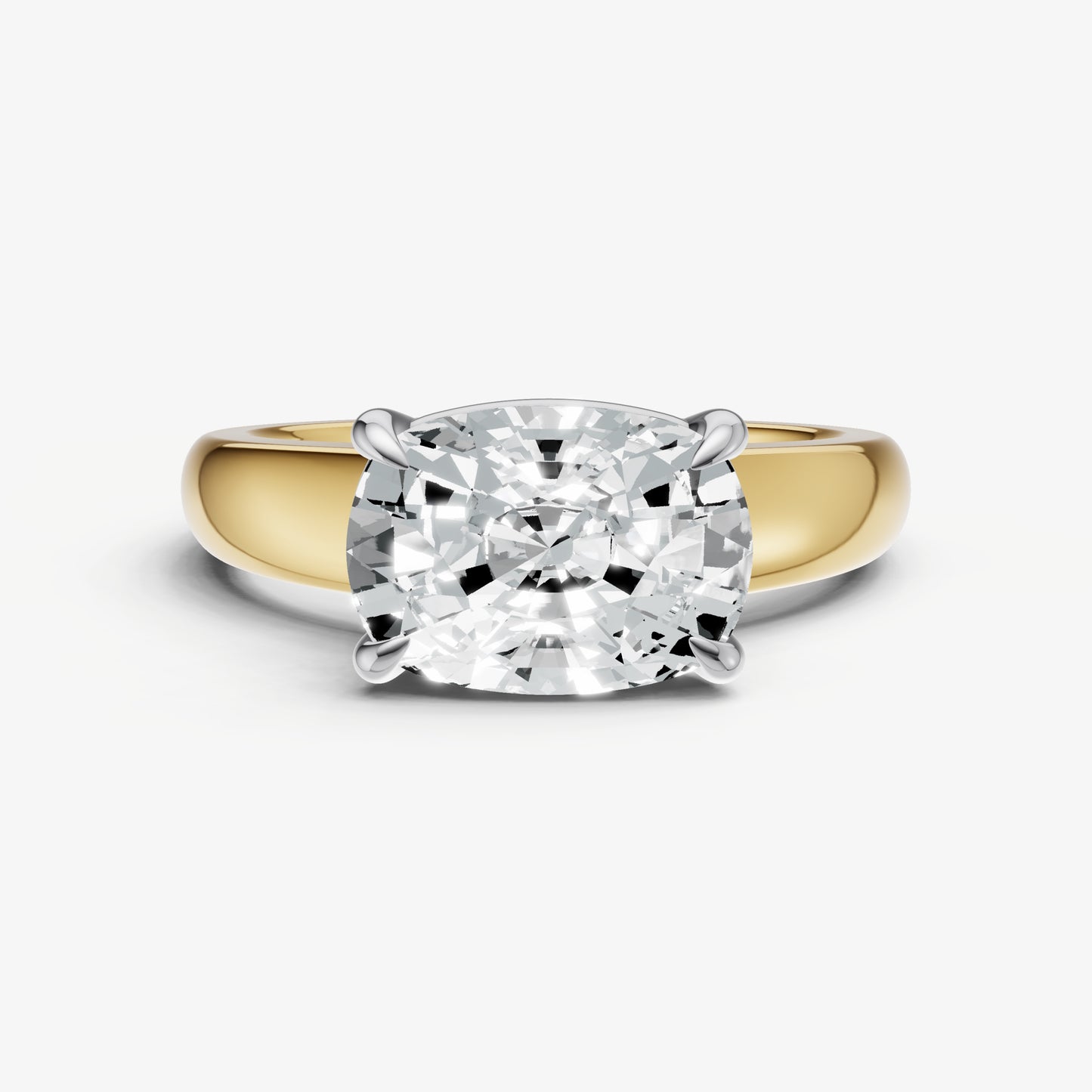 Old Miner East-West Oval Diamond Solitaire Engagement Ring