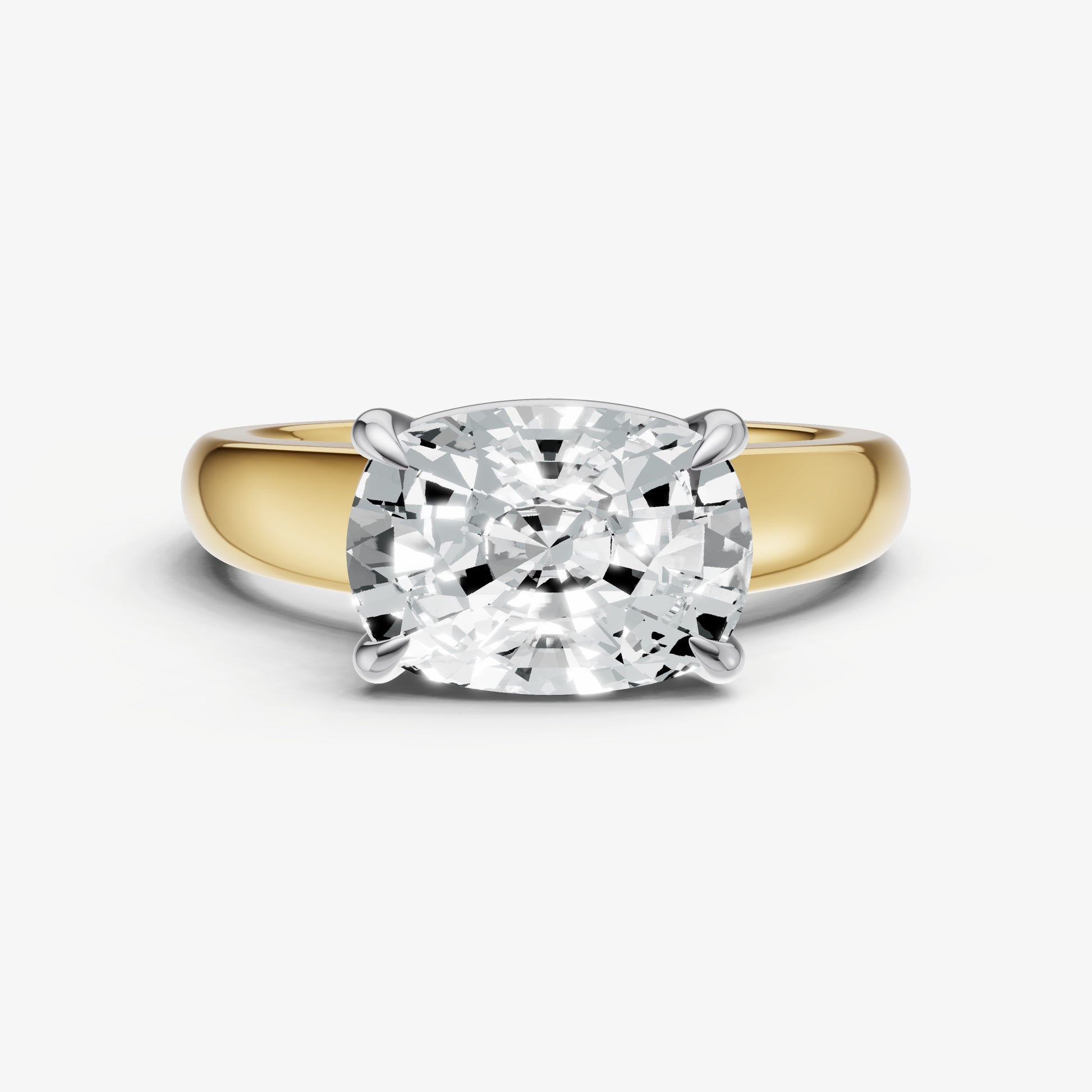 Old Miner East-West Oval Diamond Solitaire Engagement Ring