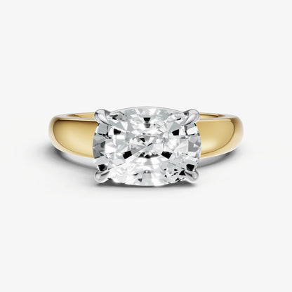 Old Miner East-West Oval Diamond Solitaire Engagement Ring