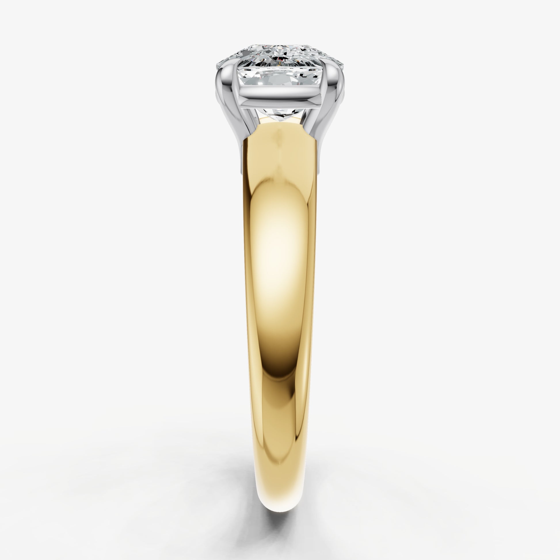 Old Miner East-West Oval Diamond Solitaire Engagement Ring