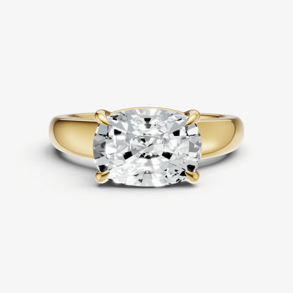 Old Miner East-West Oval Diamond Solitaire Engagement Ring
