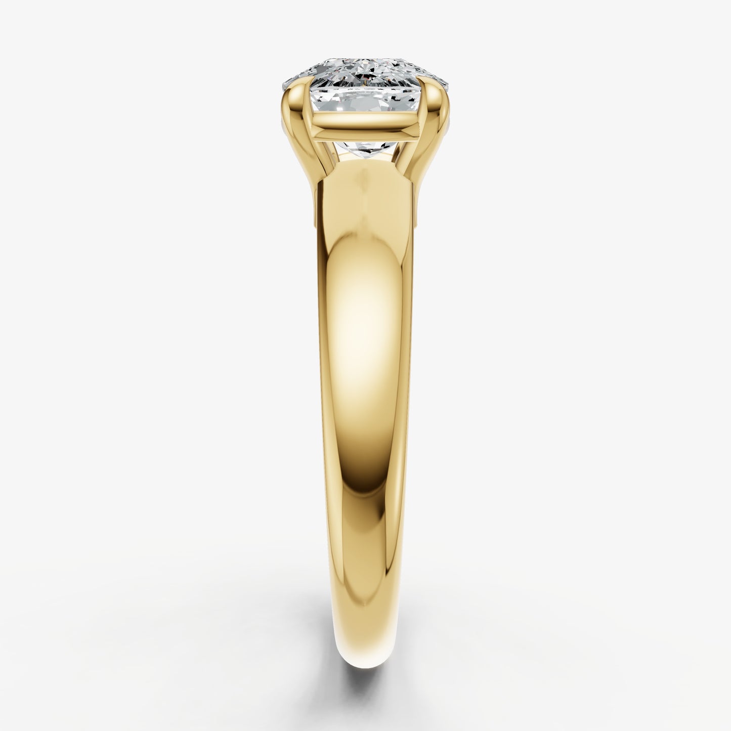 Old Miner East-West Oval Diamond Solitaire Engagement Ring