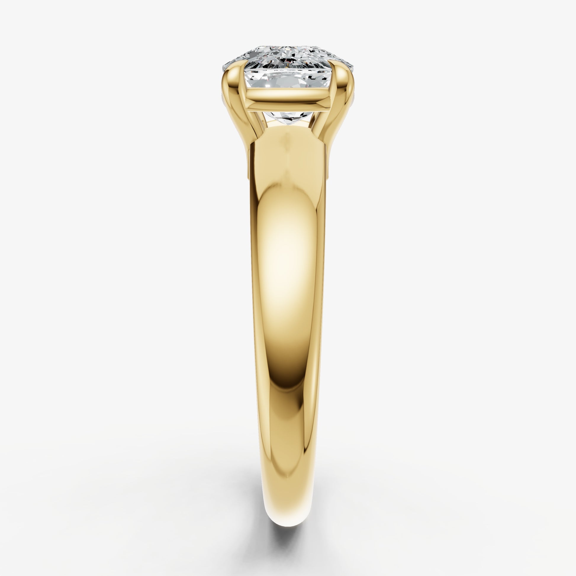 Old Miner East-West Oval Diamond Solitaire Engagement Ring