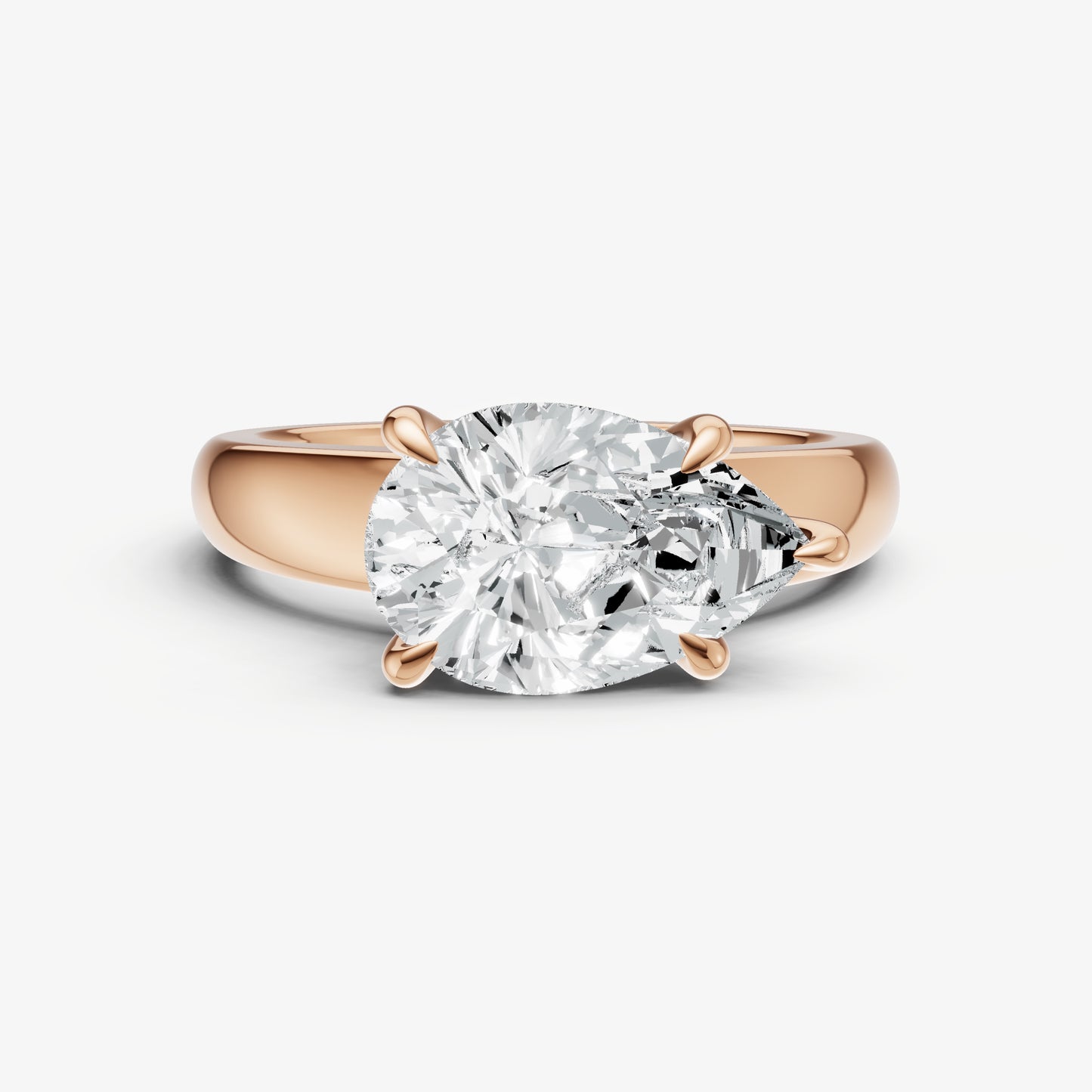 Pear East-West Oval Diamond Solitaire Engagement Ring