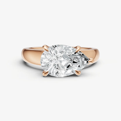 Pear East-West Oval Diamond Solitaire Engagement Ring