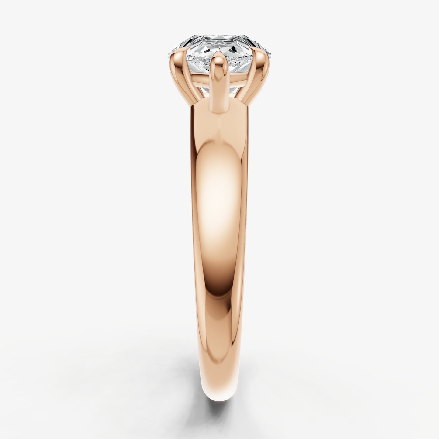 Pear East-West Oval Diamond Solitaire Engagement Ring