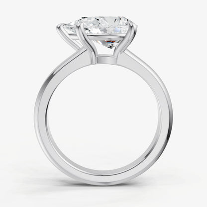 Pear East-West Oval Diamond Solitaire Engagement Ring