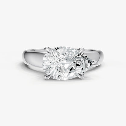Pear East-West Oval Diamond Solitaire Engagement Ring