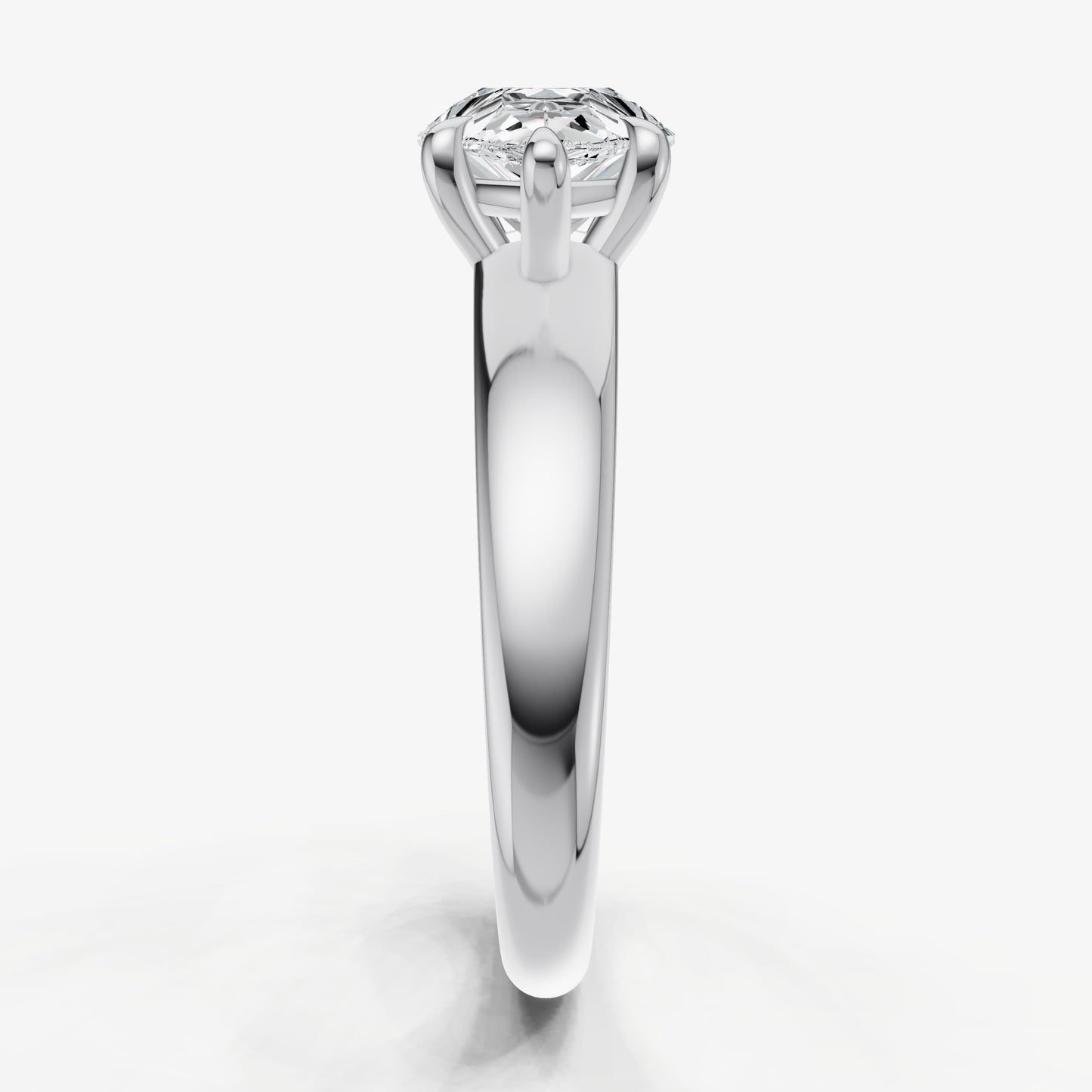 Pear East-West Oval Diamond Solitaire Engagement Ring