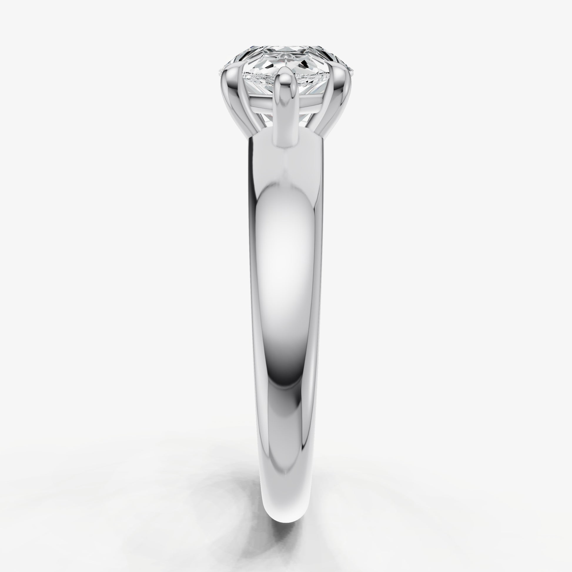 Pear East-West Oval Diamond Solitaire Engagement Ring