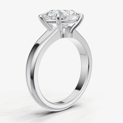 Pear East-West Oval Diamond Solitaire Engagement Ring