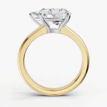 Pear East-West Oval Diamond Solitaire Engagement Ring